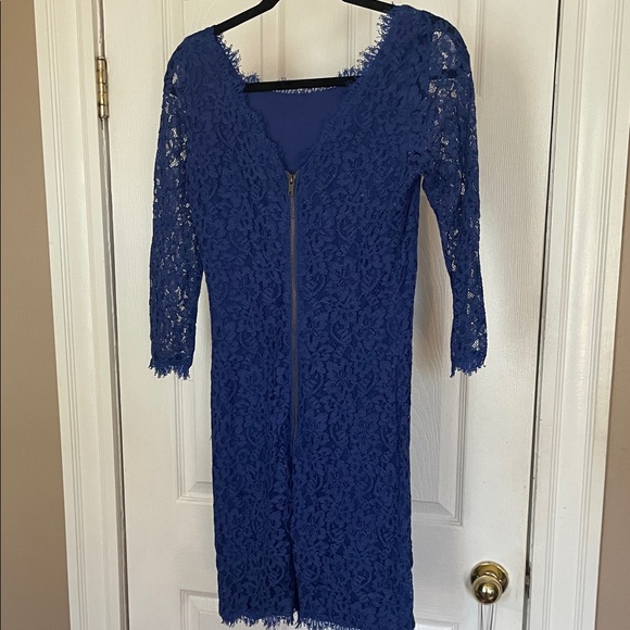 Diane von frurstenburg Elegant Blue Lace Dress - Picture 2 of 6
